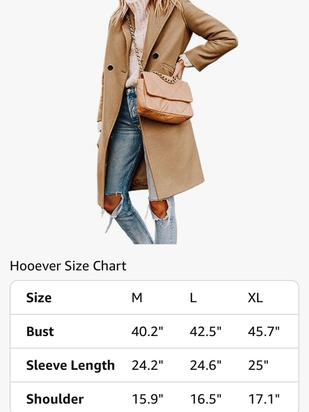 Classic Camel Pea Coat for Women - Picture 3 of 5